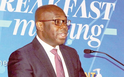 Kwamina Asomaning, MD of Stanbic Bank, addressing the participants